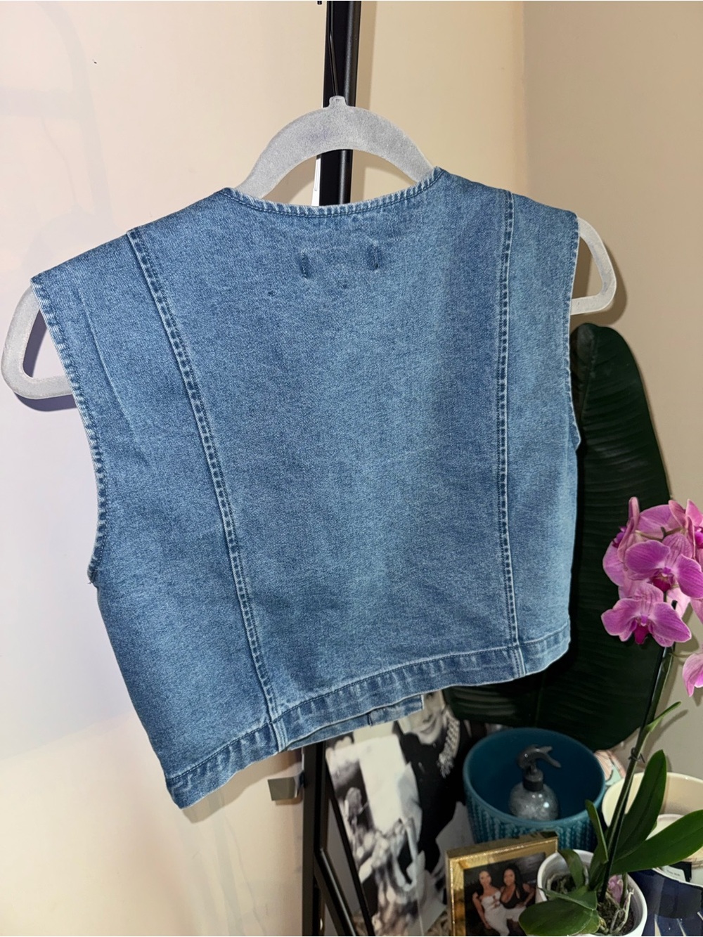 Denim Button-Front Mini Skirt in Blue - Picture 5 of 7